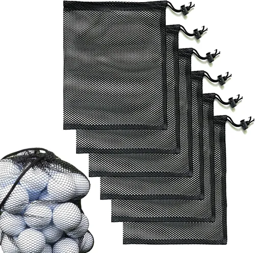 SAEBEL Bolsas de malla con cordón duradero para pelota de golf, pickleball, tenis, béisbol, gimnasio, equipo de natación
