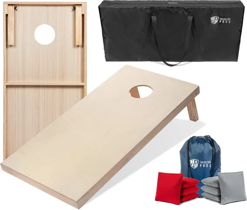 Miniatura 64 de Tailgating Pros Tablas para juego de cornhole - 4 x 2 pies y 3 x 2 pies. Juego de cornhole con estuche de transporte y juego de 8 bolsas de maíz