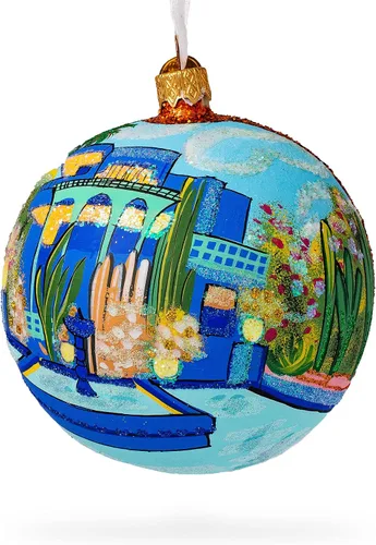 Miniatura 8 de Jardin Majorelle, Marrakech, Marruecos, bola de cristal, adorno de Navidad de 4 pulgadas