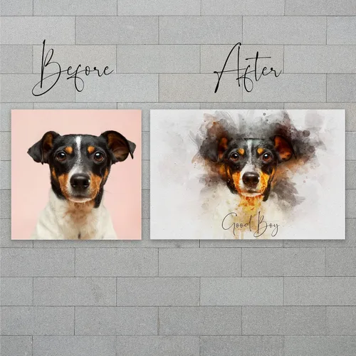Miniatura 7 de Awesometik Retrato personalizado de perro en acuarela - Impresión en lienzo para mamá de perro