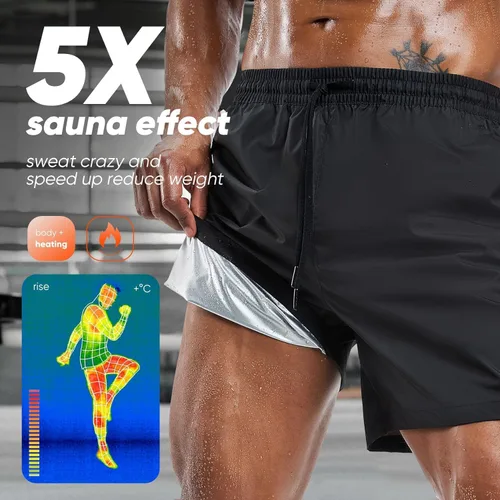 Miniatura 4 de HOTSUIT Mens Sauna Shorts Sweat Sauna Pants Gym Exercise Sweat Sauna Suit Workout Shorts