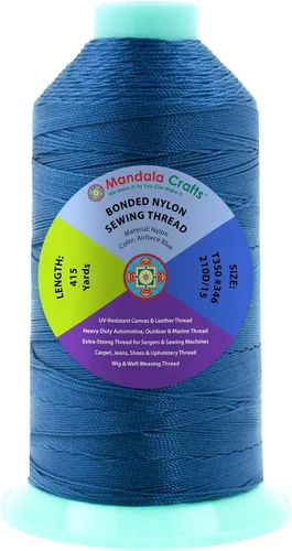 Miniatura 330 de Mandala Crafts - Hilo de nailon para coser cuero, tapicería, mezclilla y para trenzar el pelo; resistente, 1500 yardas, tamaño 69 T70 Marrón