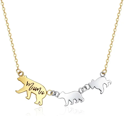 Sweet Family - Collar con colgante para mamá y oso bebé, regalo para ella, mamá, madre, regalo para ella, Acero inoxidable, no conocido