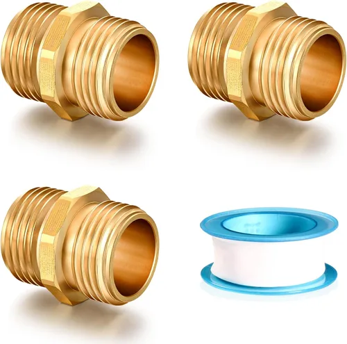Miniatura 8 de SIGURANTA Adaptador de Manguera de Jardín Hembra a Hembra, Conector Giratorio Doble Hembra de 3/4 Pulgadas de Latón GHT (3 PIEZAS)