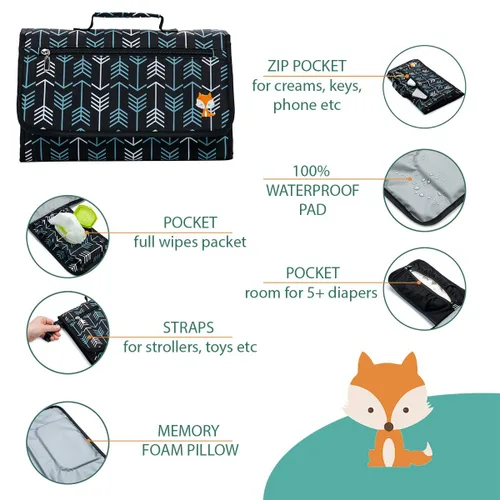 Miniatura 3 de Cambiador de bebé de Lil Fox. Cambiador portátil para bolsa de pañales de bebé o cambiador. Cambiador de pañales con una sola mano. Regalos de baby