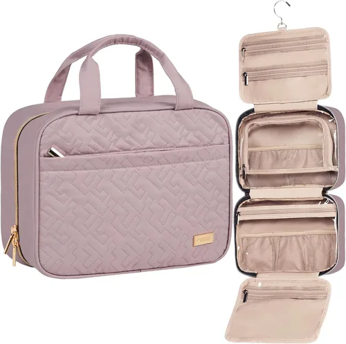 Miniatura 9 de NISHEL Neceser de viaje para mujer, organizador colgante y portátil para champú de tamaño completo, acondicionador, juego de cepillos y accesorios