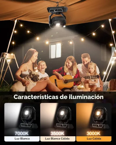 Miniatura 4 de Ventilador portátil recargable, ventilador de batería de 20000 mAh con linterna LED, ventilador de mesa, artículos esenciales de campamento, USB C