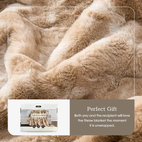 Miniatura 5 de Krifey Manta de piel sintética de gran tamaño, súper suave y acogedora, manta mullida de lujo para cama, felpa para mujeres, color beige mármol, 60