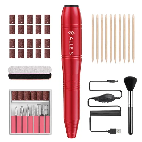 Miniatura 10 de Taladro de uñas eléctrico de 20000 rpm, compacto, portátil, Efile, profesional, manicura y pedicura, kit de taladro de lima de uñas para acrílico