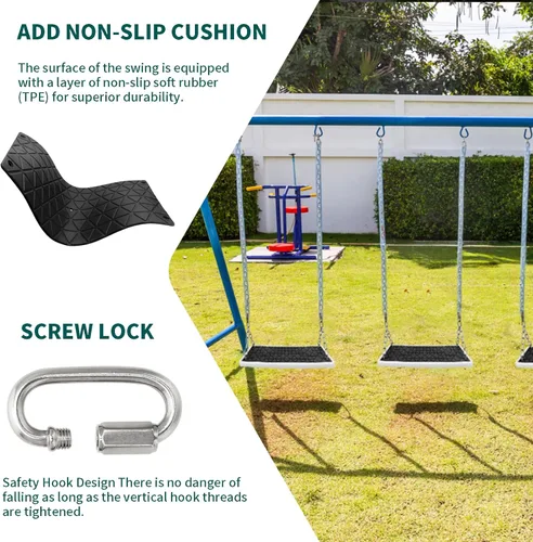 Miniatura 4 de Accesorios de asiento de columpio resistentes, antideslizantes, para patio trasero, juego de columpios de repuesto para interiores y exteriores