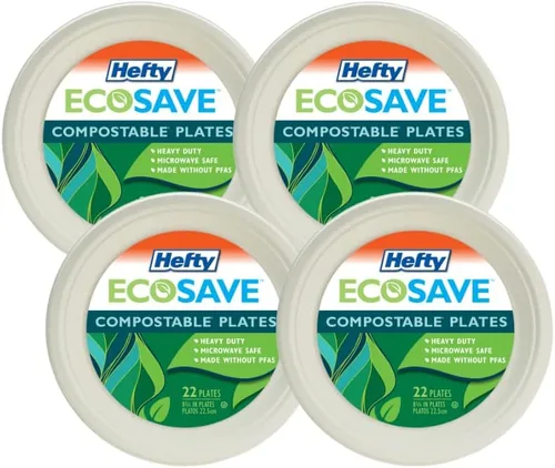 Miniatura 10 de Hefty EcoSave - Platos desechables, hechos de materiales a base de plantas, platos de papel resistentes y aptos para microondas, platos desechables