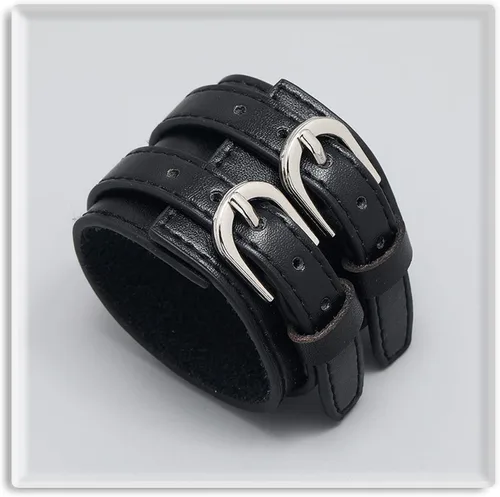Miniatura 4 de Xusamss Pulsera de pulsera de joyería punk con hebilla de cinturón de cuero ancho brazalete brazalete brazalete