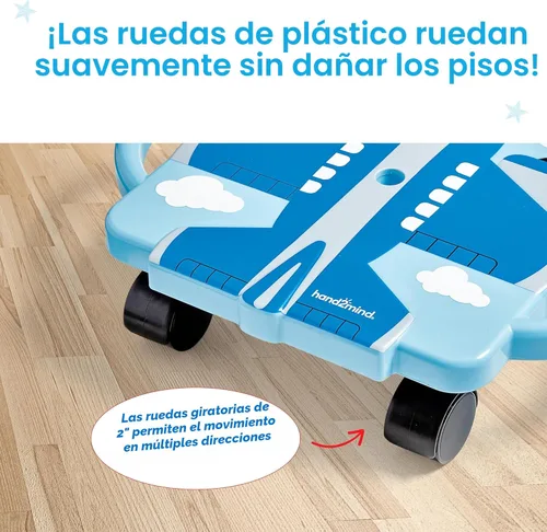 Miniatura 6 de hand2mind Tabla de patineta planeadora Blue Plane, Tabla de patinete de piso, Juguetes de motricidad gruesa, Equipo de ejercicio y educación física