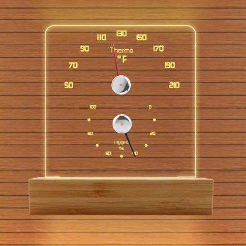Miniatura 2 de Yofidra Termómetro de sauna 2 en 1 Fahrenheit Termómetro higrómetro con luz LED Accesorios de sauna para sala de sauna Hotel