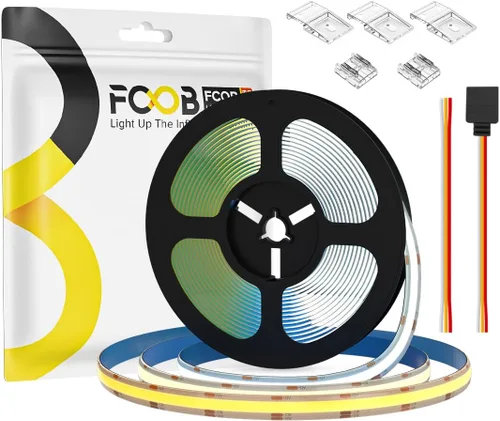 Tira LED COB CCT de 16.4 pies IP65 Waterpoof sintonizable 3000K-6000K DC12V Tiras COB flexibles de alta densidad 640LED/m CRI90+ cinta de luz LED