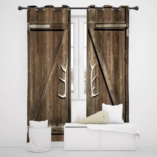 Miniatura 7 de Cortinas de cocina rústica Cinbloo de 52 pulgadas de ancho x 18 pulgadas de alto, bolsillo para barra, diseño de vaca occidental, cenefa campestre