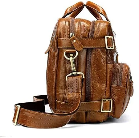 Miniatura 4 de BITWIT Shoulder Bags, Men's Leather Bags, Men's briefcases, Leather Laptop Bags, Office Bags, Men's Multifunctional Leather Luggage Bags, Men