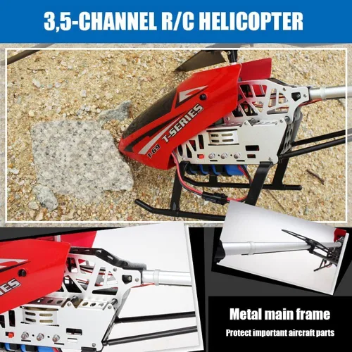 Miniatura 6 de Rojo Grande Resistente a Caídas Helicóptero RC 3.5 Canales Helicóptero de Control Remoto Juguetes de Regalo con Luz LED Nocturna