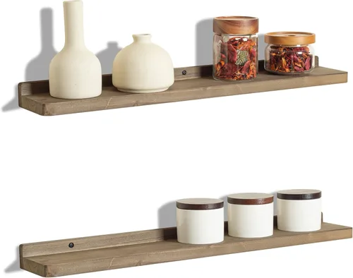 Miniatura 17 de Freezing point Pequeño estante flotante para pared, juego de 4 mini estantes de pared de madera natural de 4 pulgadas, decoración de plantas, negro