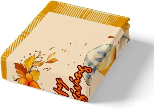 Miniatura 5 de Manfei Sábana bajera ajustable de otoño, tamaño individual, hojas de calabaza, dibujos animados, arcoíris, zorro, oso, ciervo, juego de ropa de cama