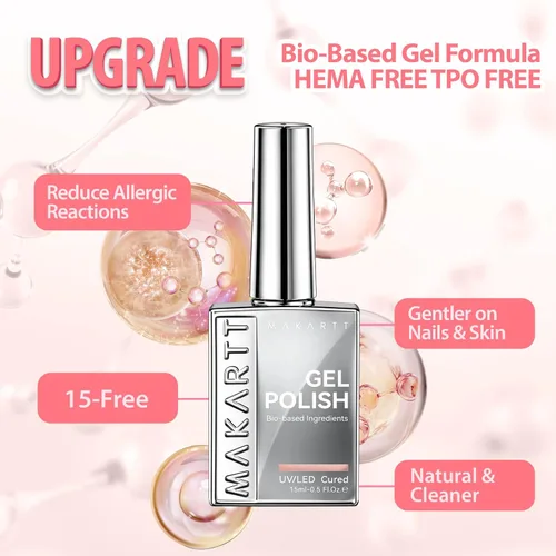 Miniatura 3 de Makartt Esmalte de uñas de gel Jelly Bright Nude de 0.5 fl oz (0.5 fl oz), sin hema, neutro, nude, efecto translúcido, efecto translúcido, remojar