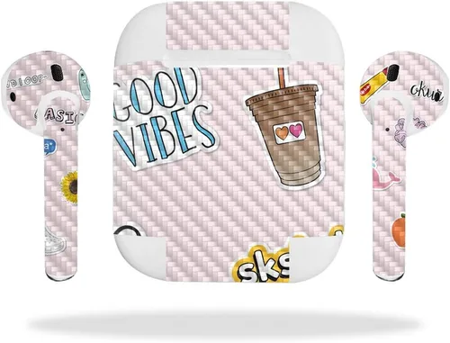 MightySkins - Skin de fibra de carbono para Apple Airpods – Vsco Girl | Acabado de fibra de carbono texturizado protector, duradero | Fácil de