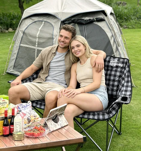 Miniatura 2 de Bolosy Silla de Camping Doble Acolchada Plegable Loveseat Silla de Campamento para 2 Personas Sillas de Jardín de Servicio Pesado Sillón de Camping