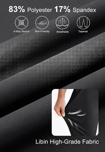 Miniatura 4 de Libin Pantalones deportivos de golf elásticos en 4 direcciones con bolsillos, pantalones de vestir ajustados para trabajo, pantalones deportivos