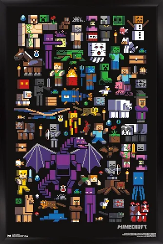 Miniatura 9 de Trends International Minecraft - Póster de pared de Mobbery, 14.725 x 22.375 pulgadas, versión con marco de madera tipo granero
