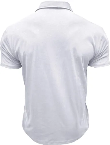 Miniatura 4 de Mens Short Sleeve Button Down Shirts Pocket Solid Color Tops Tees Short Sleeve Turn Down Pullover T-Shirts Elegant