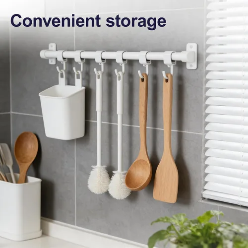 Miniatura 6 de Cepillo de silicona para botellas, cepillo de agua flexible de cerdas suaves de 360° con mango largo, cepillo de limpieza de tapa de taza