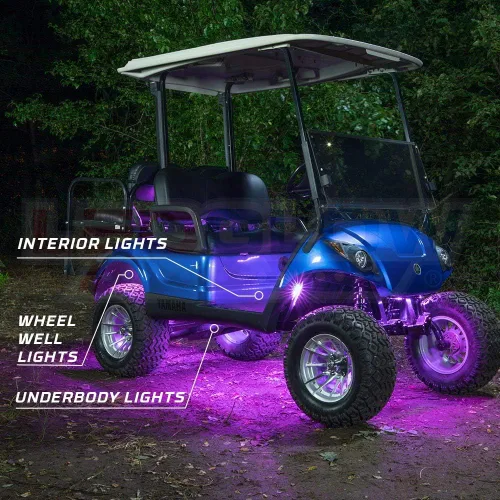Miniatura 3 de LEDGlow Kit de iluminación de neón de 4 plazas LED de millones de colores con pozo de rueda y luces interiores para EZGO Yamaha Club Car