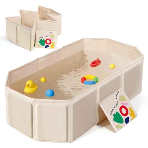 Orzbow Bañera Plegable para Bebé, Bañera para Niños Pequeños con Base Antideslizante, Bañera Portátil para Niños Bebés de 12 Meses+ Viaje, Fácil de