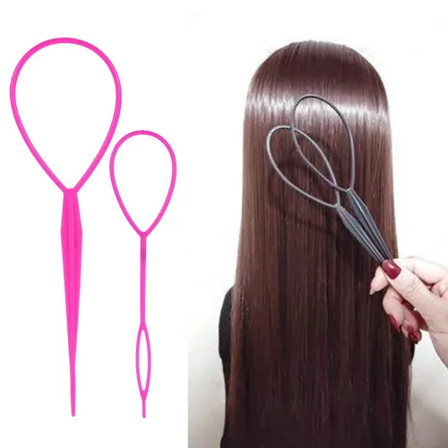 Miniatura 3 de 4 pares de herramientas para cola de cabello, accesorios para trenzar el cabello, fabricante de cola de caballo para mujeres, cinta de herramienta