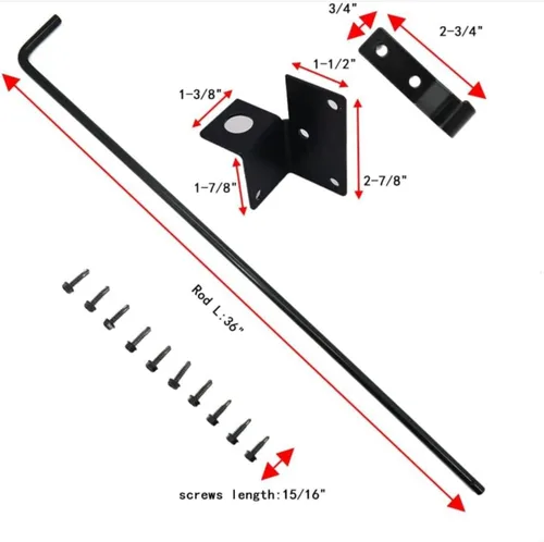 Miniatura 8 de RS Industries Barra de caída de perno de caña (36 pulgadas) – Pasador de caída de puerta resistente para sujetar la puerta al suelo – Herrajes