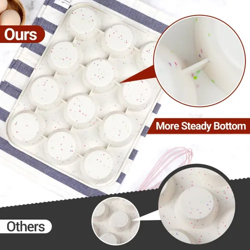 Miniatura 5 de CAKETIME Molde de silicona para magdalenas, molde para magdalenas de tamaño regular para hornear 12 cavidades, molde antiadherente de silicona