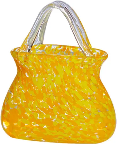 Purse Glass Vase, Unique Flower Vase Shaped Glass Vase Purse Vase Flower, Unique for Centerpieces,Table Decorations,Wedding Decor,Home,Yellow
