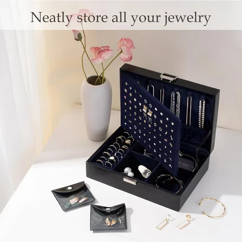 Miniatura 6 de ProCase Joyero organizador para mujeres y niñas, caja de joyería mejorada con 8 bolsas adicionales libres de deslustre, contenedor de almacenamiento