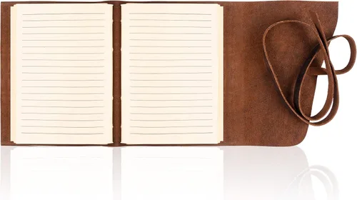 Miniatura 4 de Diario de cuero con papel para cuaderno rayado - MOONSTER® Diarios encuadernados en cuero para escribir para mujeres y hombres, 18x13cm Cuadernos