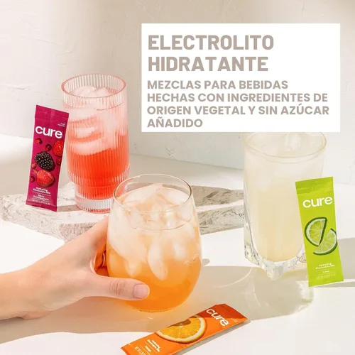 Miniatura 5 de Cure Hydration Mezcla de bebida con electrolitos a base de plantas Sin azúcar añadido FSA-HSA Polvo de alivio de la deshidratación fabricado