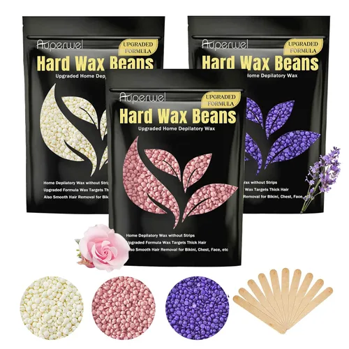 Perlas de cera con fórmula de cabello grueso, 10.5 oz/300 g de perlas de cera dura sin dolor para depilación y piel sensible, cuentas de cera para