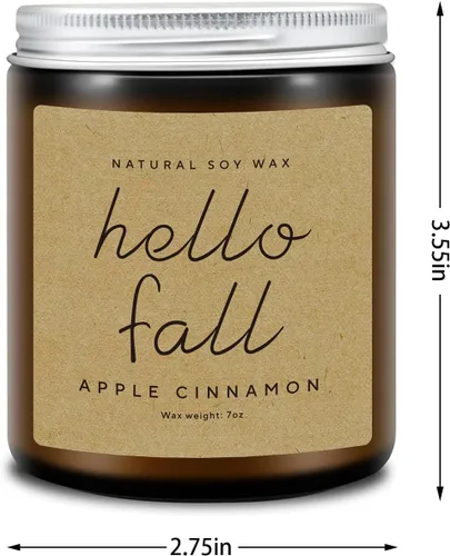 Miniatura 4 de Decoraciones de otoño para el hogar - Velas de otoño, regalos para mujeres, velas perfumadas naturales de cera de soja con aroma a manzana y canela
