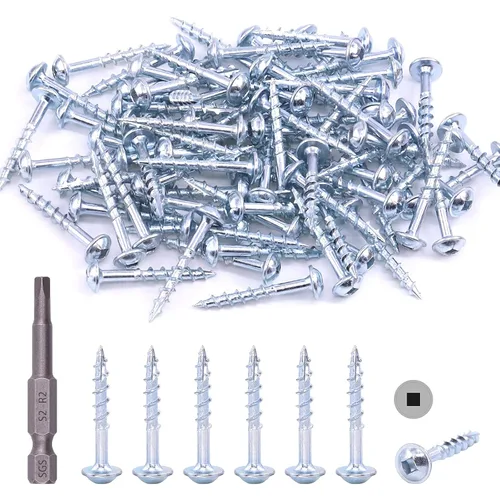 Miniatura 12 de Hilitchi Tornillos de acero de aleación #8 para agujeros de bolsillo de zinc resistentes a la intemperie, tornillos cuadrados con unidad cuadrada