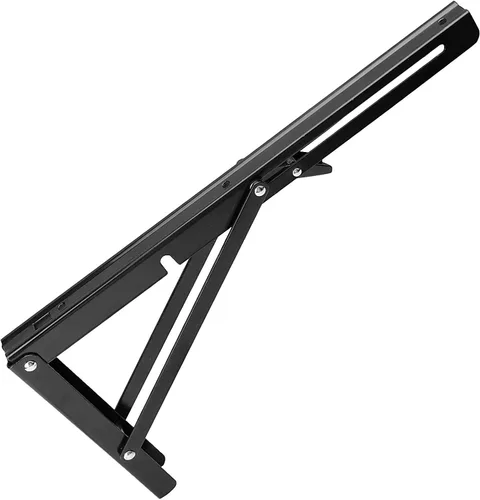 Miniatura 5 de ZOENHOU 4 soportes plegables para estantes de 10 pulgadas, soportes plegables de metal resistente de 176 libras con tornillos, estantes colgantes