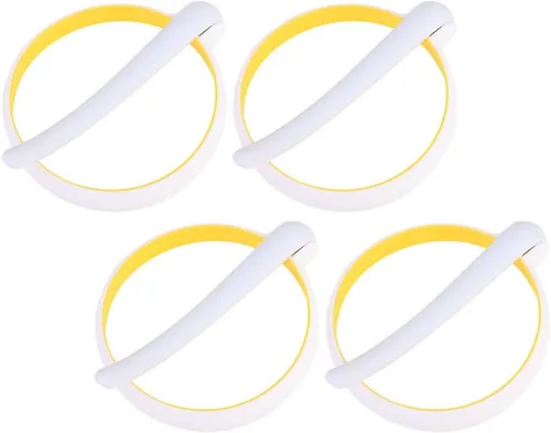 Miniatura 9 de PRETYZOOM 4 anillos de silicona antiadherentes para huevos, moldes redondos de tortilla de 5 pulgadas con asas para cocinar fácilmente en la plancha