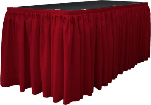 Miniatura 15 de LA Linen Falda de mesa de popelina de poliéster para mesas rectangulares, tela plisada para banquetes de boda, 14 pies por 29 pulgadas de largo