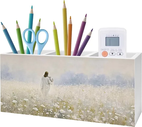 Miniatura 15 de Soporte Inspirador Floral para Bolígrafos y Lápices con Versículos Bíblicos, Decoración Cristiana para Oficina en Casa, Organizador de Bolígrafos