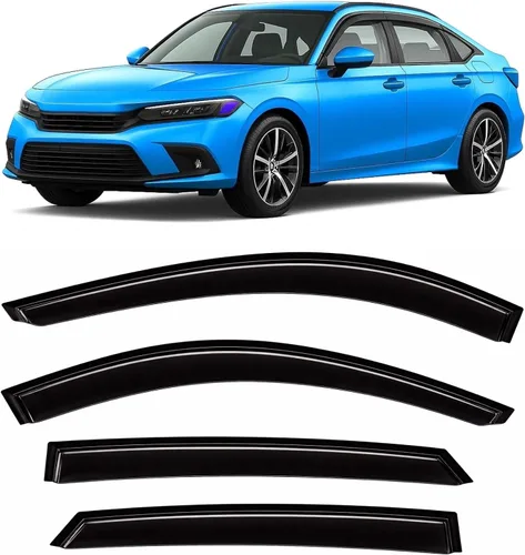 Miniatura 45 de 2016-2021 Protectores de Lluvia Adhesivos para Honda Civic Sedan, Deflectores de Visera Lateral EX EX-L LX Sport Touring, Sombras de Ventilación