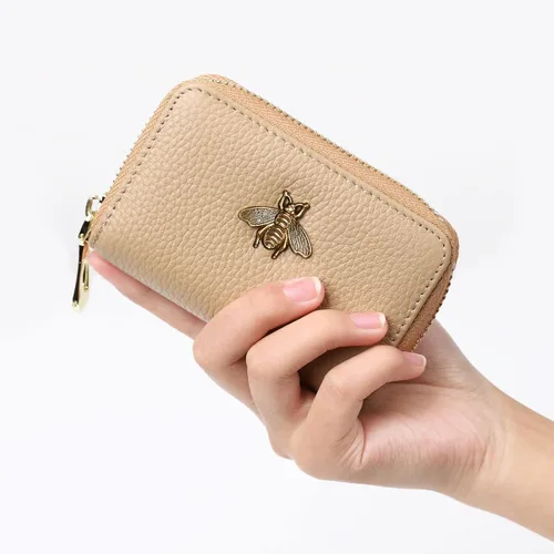 Miniatura 2 de imeetu - Tarjetero de cuero con cremallera y contra identificación por radiofrecuencia (RFID) pequeño, cartera para mujer