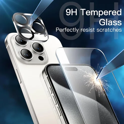Miniatura 5 de JETech Funda 5 en 1 para iPhone 15 Pro Max de 6.7 pulgadas con 2 protectores de pantalla de vidrio templado y protector de lente de cámara, no se